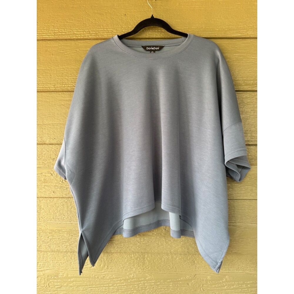 Davi&Dani Oversized Top RobinEgg Blue Raglan Sleeve Sweatshirt 1XL